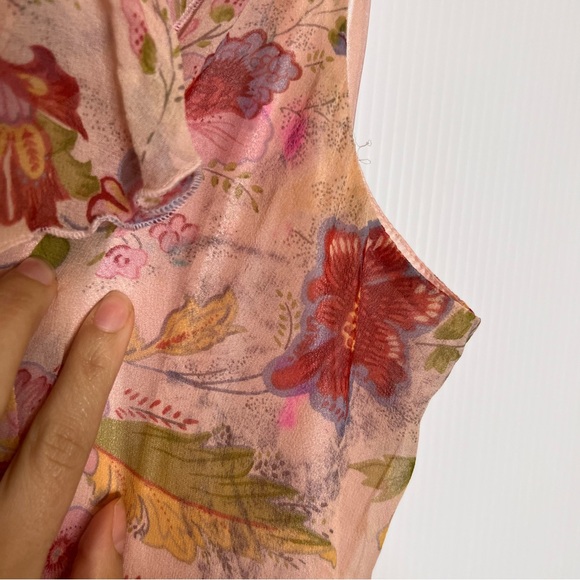 vtg JONATHAN MARTIN 100% Silk Parsley Floral Midi Dress. Size Medium - Picture 7 of 10